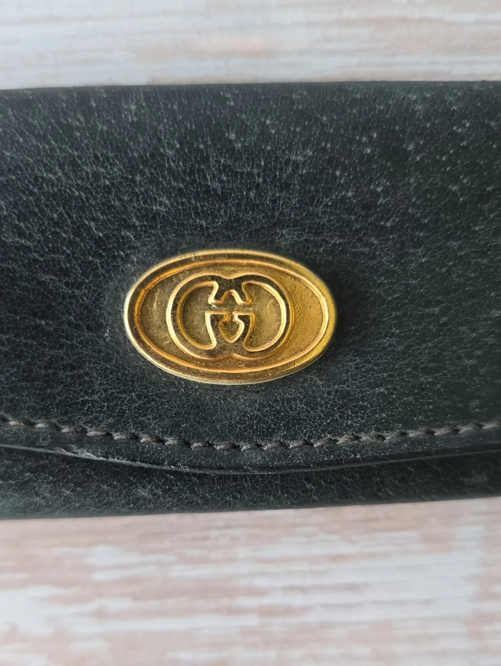 🔑RARE Vintage Gucci Logo Black Leather 3 Key Holder